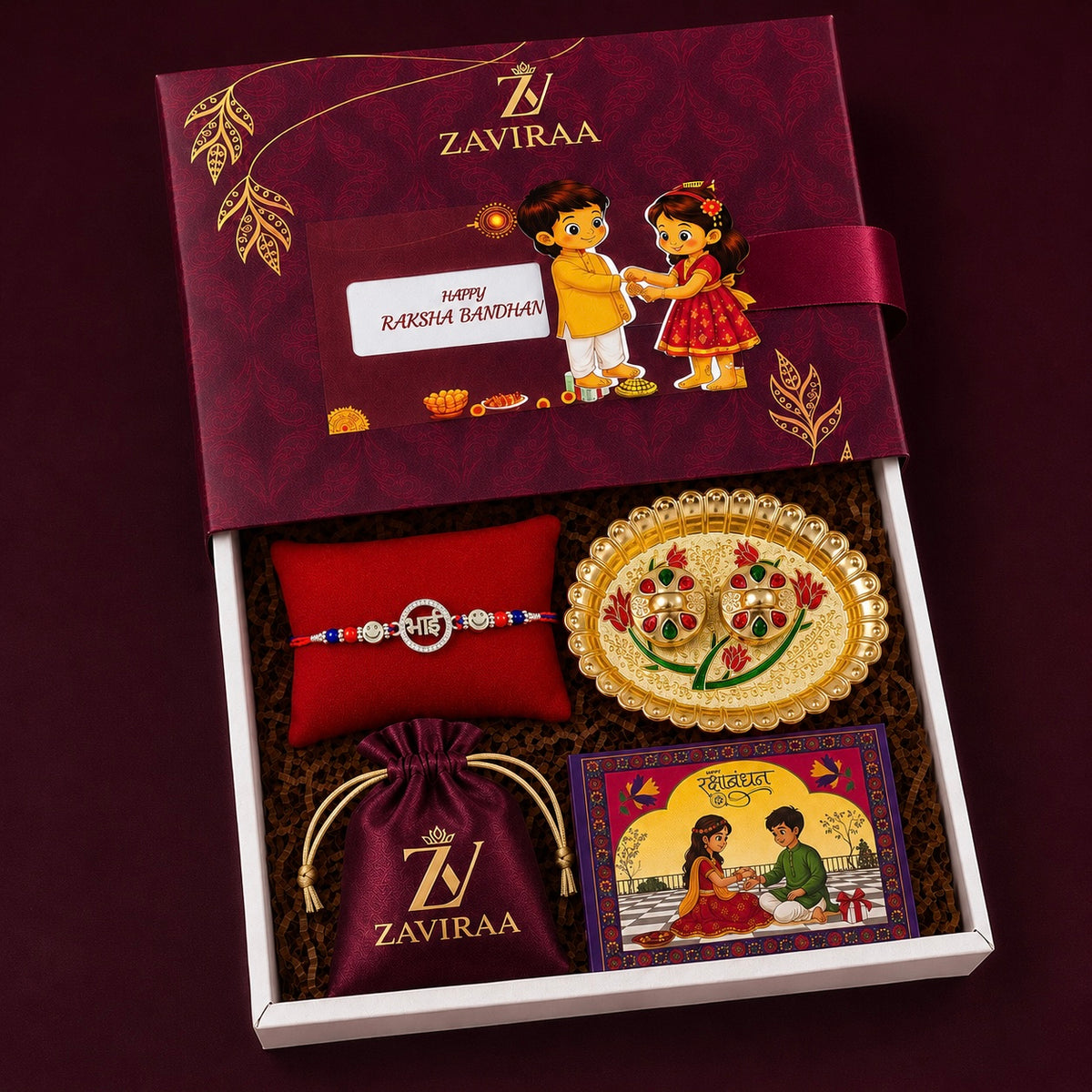BHAI Rakhi Hamper | Premium 925 Silver BHAI("भाई") Rakhi Hamper |Bestseller Special Silver Rakhi Hamper For This Rakshabandhan