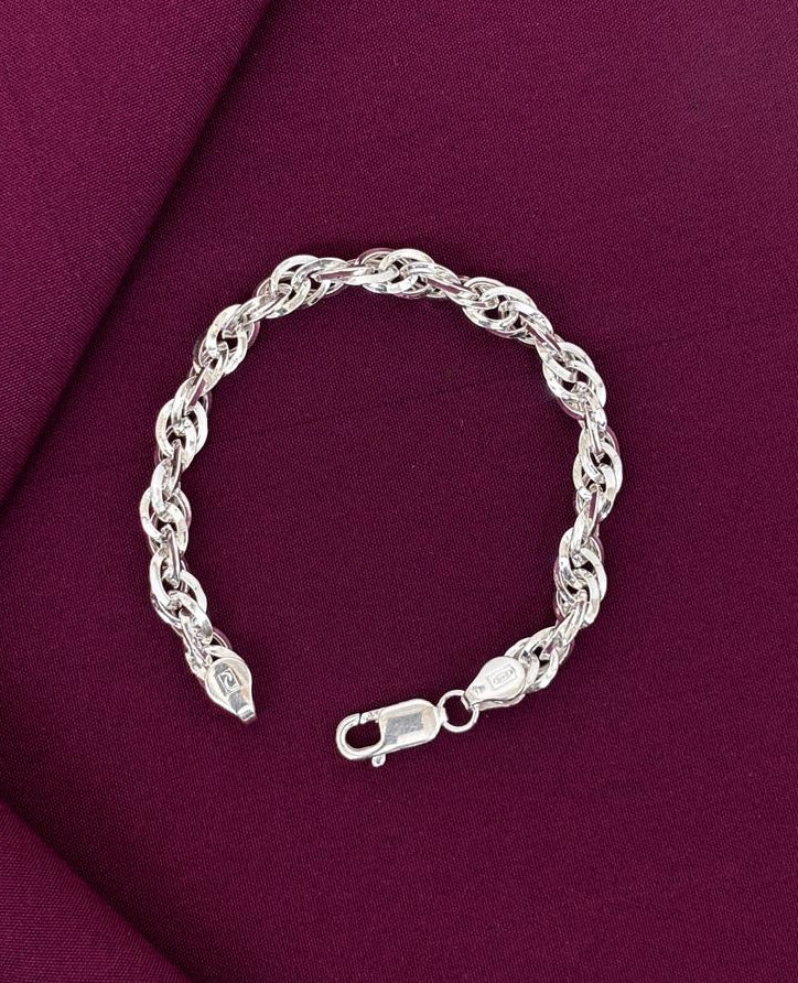 925 Sterling Silver Classic Rope Hollow Chain Bracelet for Men