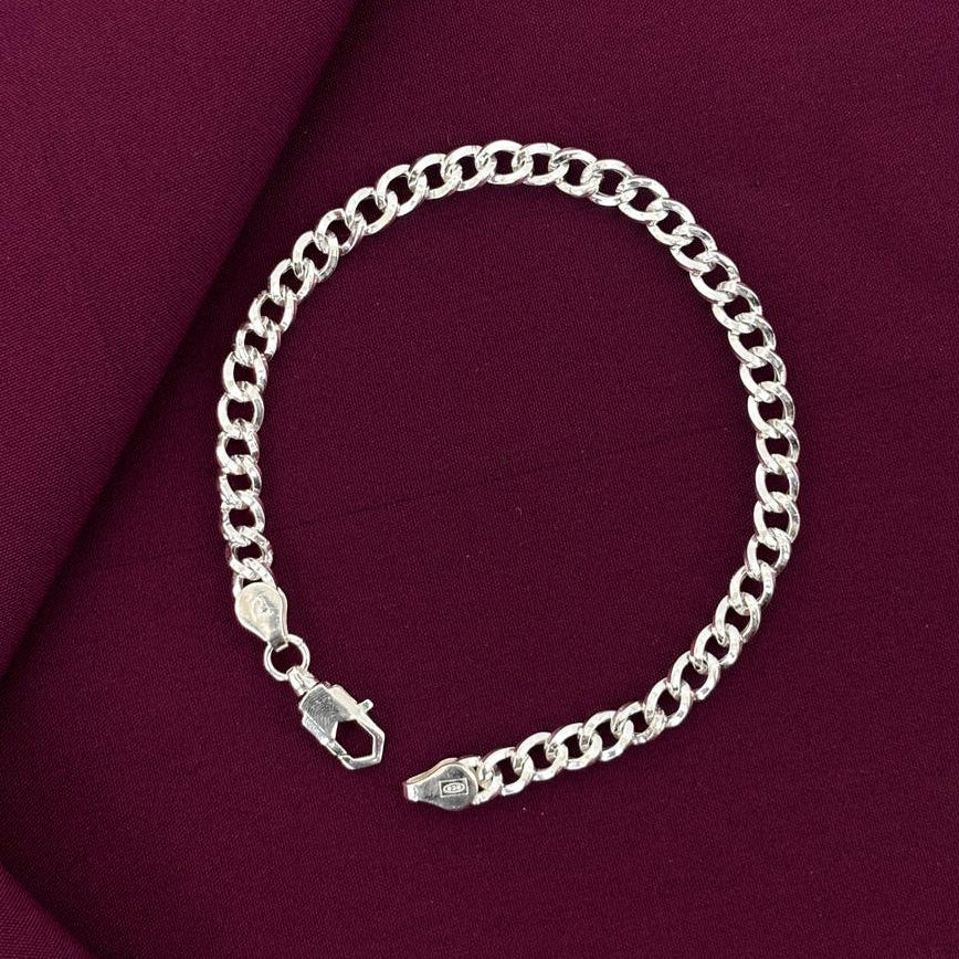 925 Sterling Silver Classic Cable Hollow Chain Bracelet for Men