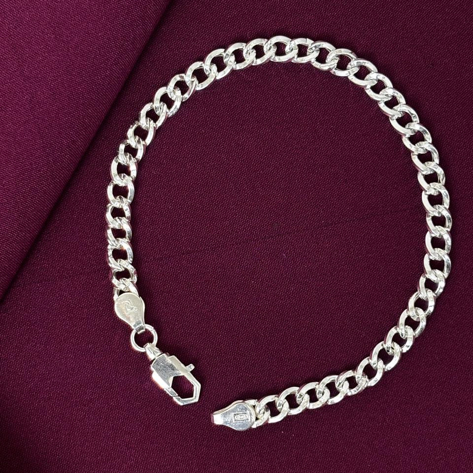 925 Sterling Silver Classic Cable Hollow Chain Bracelet for Men