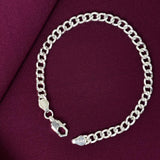 925 Sterling Silver Classic Cable Hollow Chain Bracelet for Men