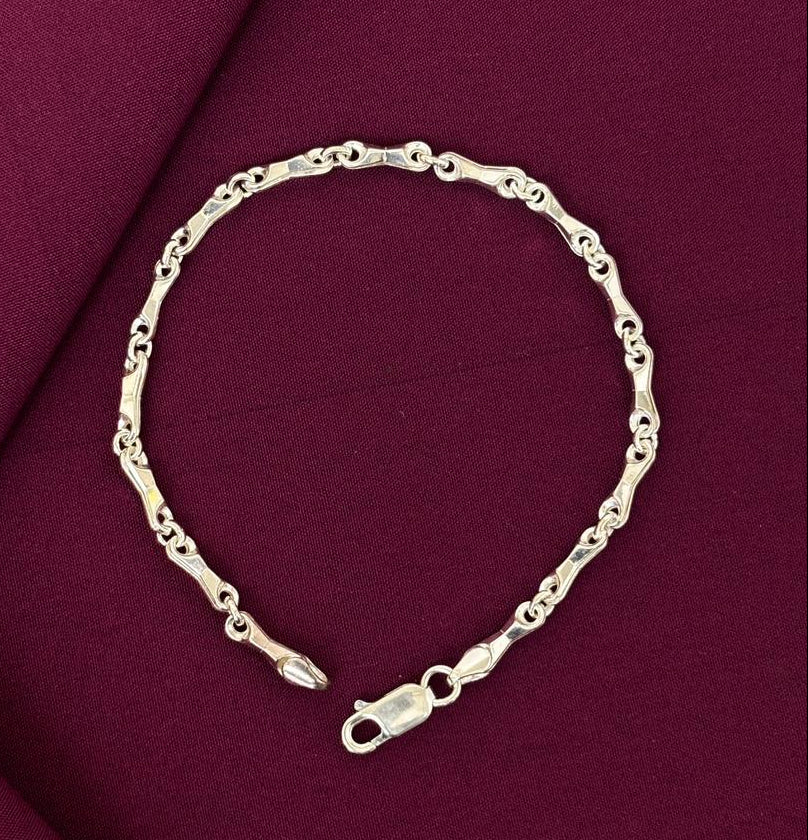925 Sterling Silver Fancy Bar Link Bracelet for Men