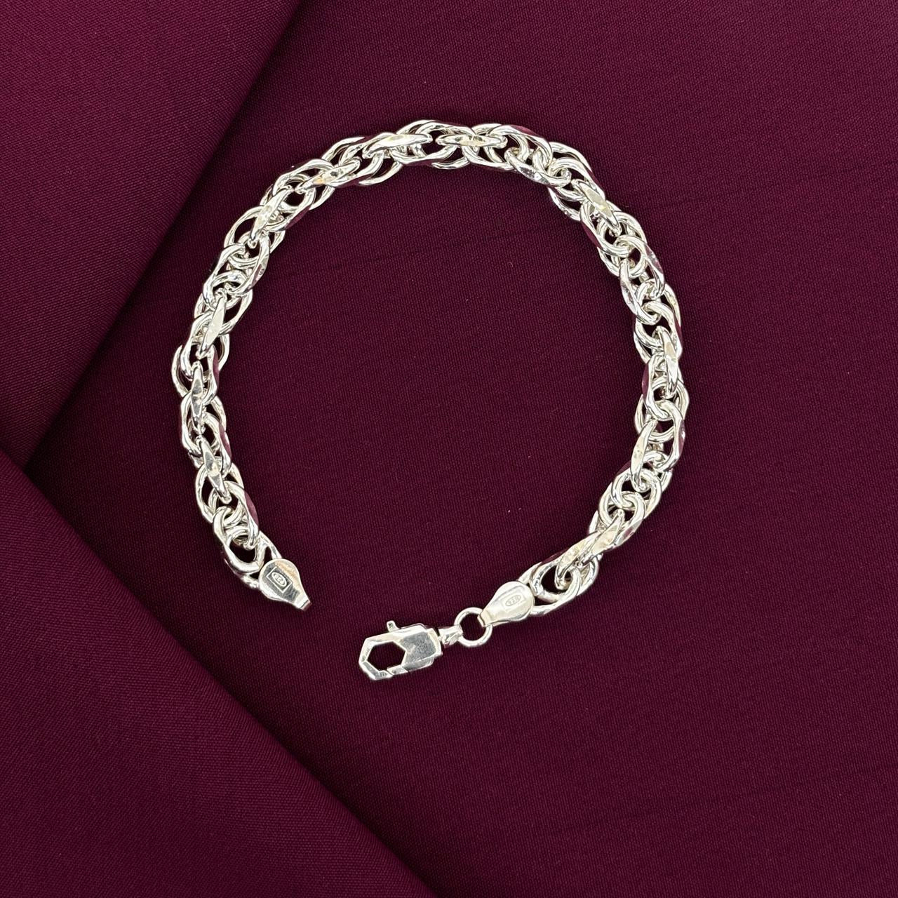 925 Sterling Silver Woven Byzantine Hollow Chain Bracelet for Men
