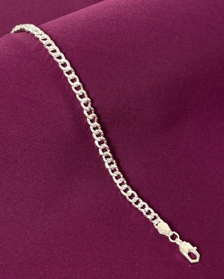 925 Sterling Silver Classic Cable Hollow Chain Bracelet for Men