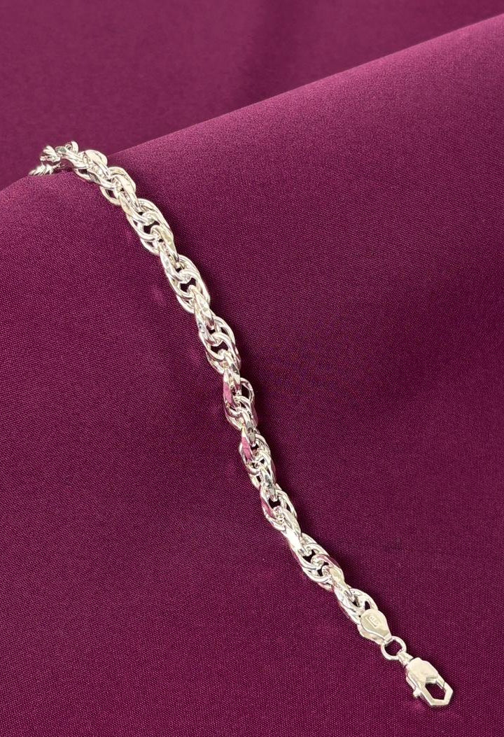 925 Sterling Silver Woven Byzantine Hollow Chain Bracelet for Men