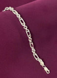 925 Sterling Silver Alternating Hollow Oval Link Bracelet for Men