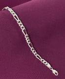 925 Sterling Silver Figaro Hollow Chain Bracelet for Men