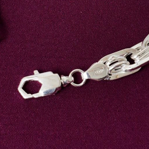 925 Sterling Silver Heavy Rectangular Link Chain Hollow Bracelet for Men