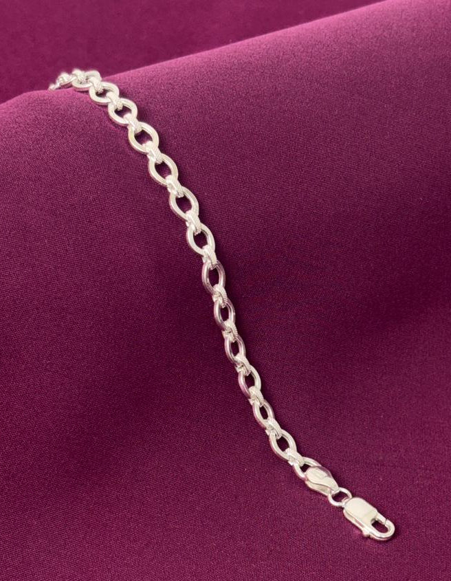 925 Sterling Silver Classic Round Link Chain Hollow Bracelet for Men