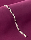 925 Sterling Silver Classic Round Link Chain Hollow Bracelet for Men