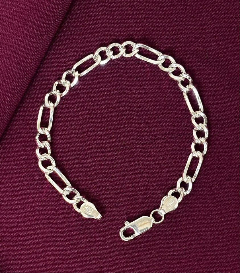 925 Silver Bold Look Hollow Mens Link Bracelet