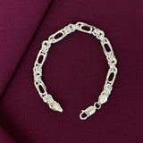 925 Sterling Silver Alternating Hollow Oval Link Bracelet for Men
