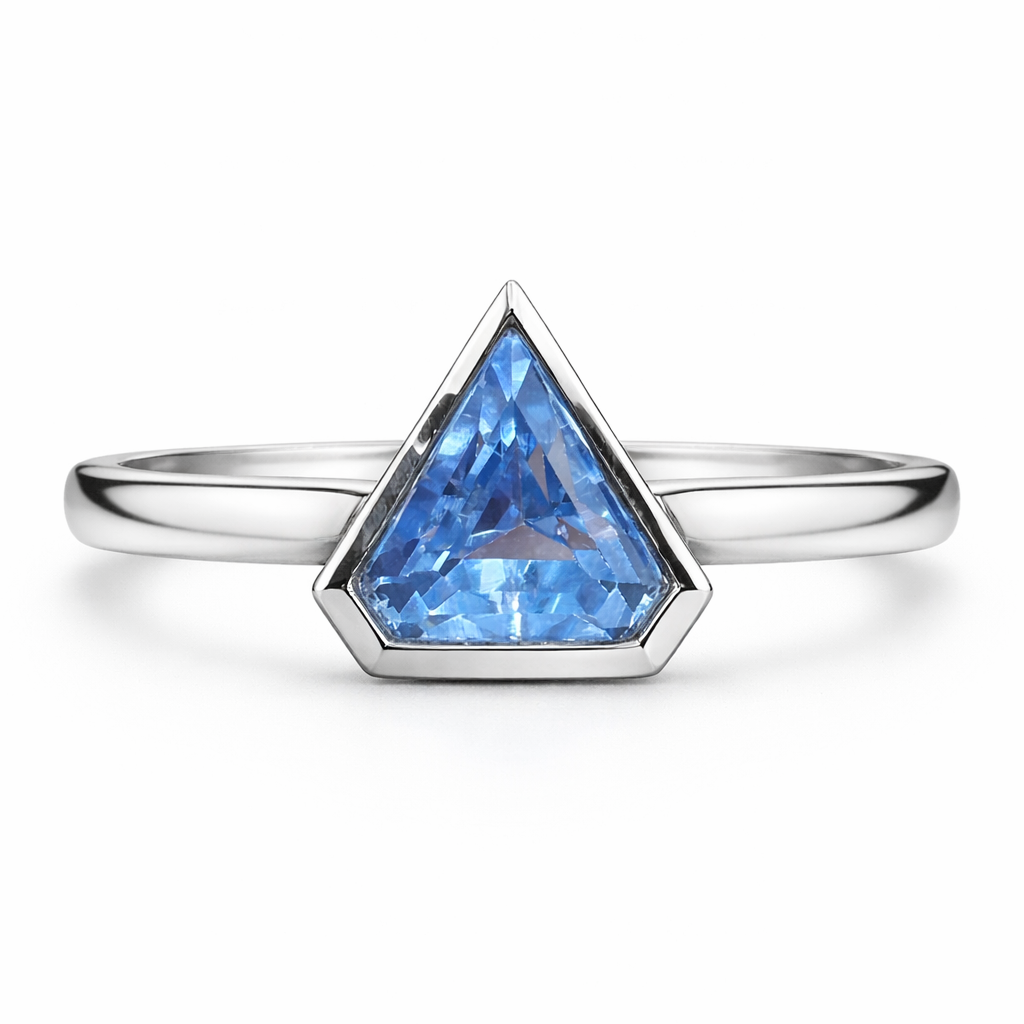 Zaviraa 6.00 CT Triangle Cut Aquamarine Engagement Ring for Women – 925 Sterling Silver Bezel Set Solitaire Ring | March Birthstone Proposal Ring