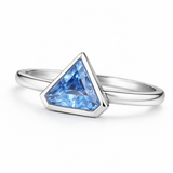 Zaviraa 6.00 CT Triangle Cut Aquamarine Engagement Ring for Women – 925 Sterling Silver Bezel Set Solitaire Ring | March Birthstone Proposal Ring