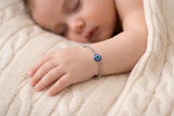 Zaviraa 925 Sterling Silver Evil Eye Bracelet for Babies | Blue Nazar Bead Chain Bracelet for Boys & Girls | Pure Chandi Baby Bracelet | Protective Kids Jewellery (1 Pc)