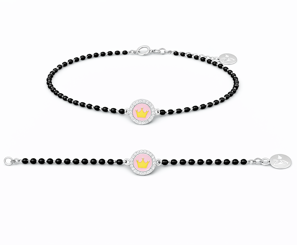 Kids Pink Crown Nazariya Bracelet – 925 Silver