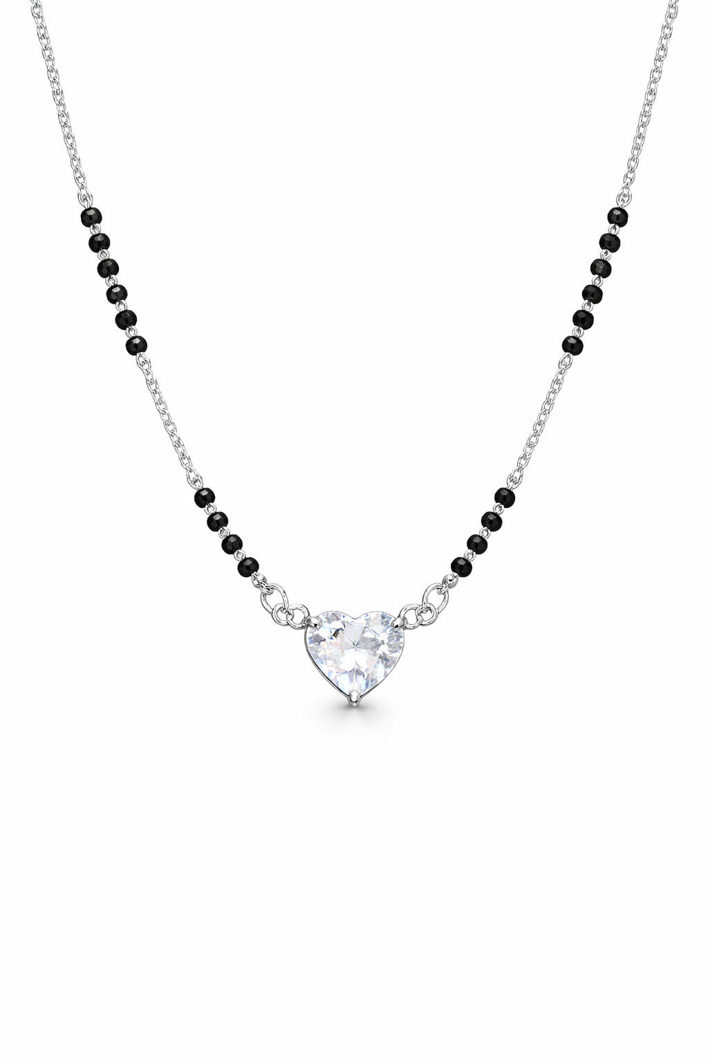 Zaviraa Solitaire Heart Shape 925 Sterling Silver Mangalsutra