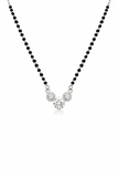 925 Sterling Silver Triple Stone Solitaire Mangalsutra Necklace for Women
