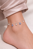 925 Sterling Silver Evil Eye Charm Anklet for Women