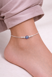 Evil Eye 925 Silver Anklet with Blue Nazar Charm