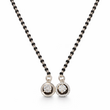 925 Sterling Silver Dual Diamond Pendant Mangalsutra with Black Bead Chain