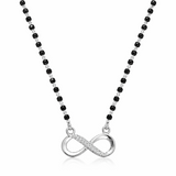 925 Sterling Silver Minimal Infinity Mangalsutra with Black Bead Chain