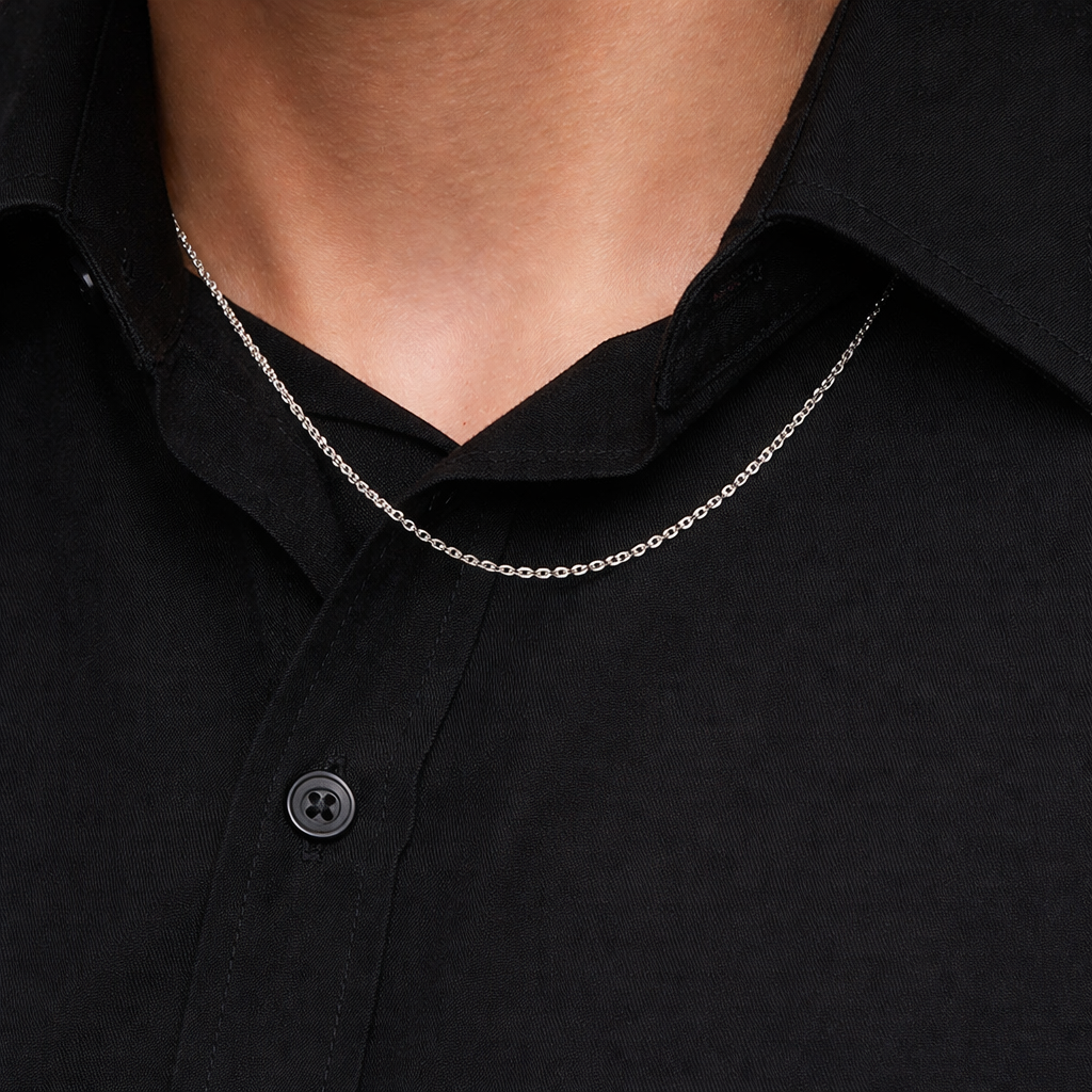 925 Sterling Silver Cable Chain Necklace – 1.3mm Minimalist Silver Chain for Women & Men