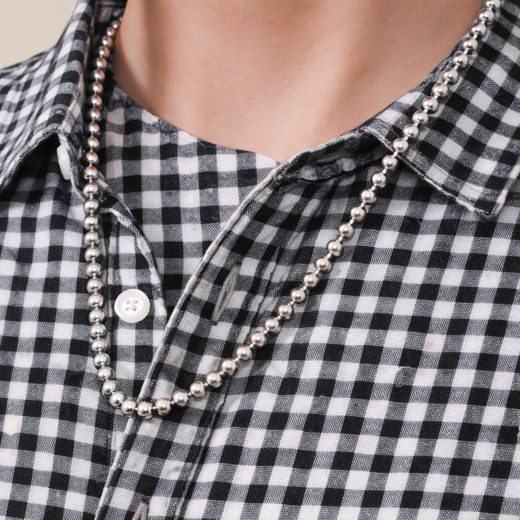 925 Sterling Silver Ball Bead Chain Necklace – Minimal Silver Chain for Women & Men