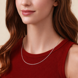 925 Sterling Silver Curb Chain Necklace – Classic Flat Link Silver Chain for Women & Men | Zaviraa