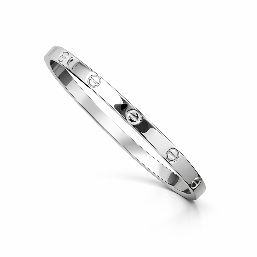 925 Sterling Silver Screw Designer Kada for Men | Minimal Silver Bracelet