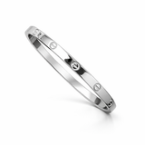925 Sterling Silver Screw Designer Kada for Men | Minimal Silver Bracelet