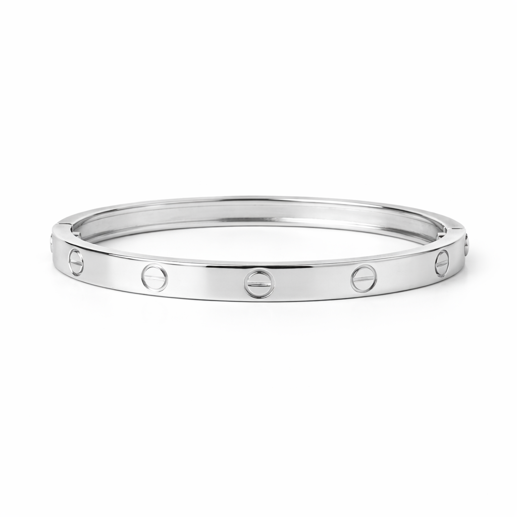 925 Sterling Silver Screw Designer Kada for Men | Minimal Silver Bracelet