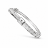 925 Sterling Silver Om CZ Kada for Men | Designer Silver Bracelet