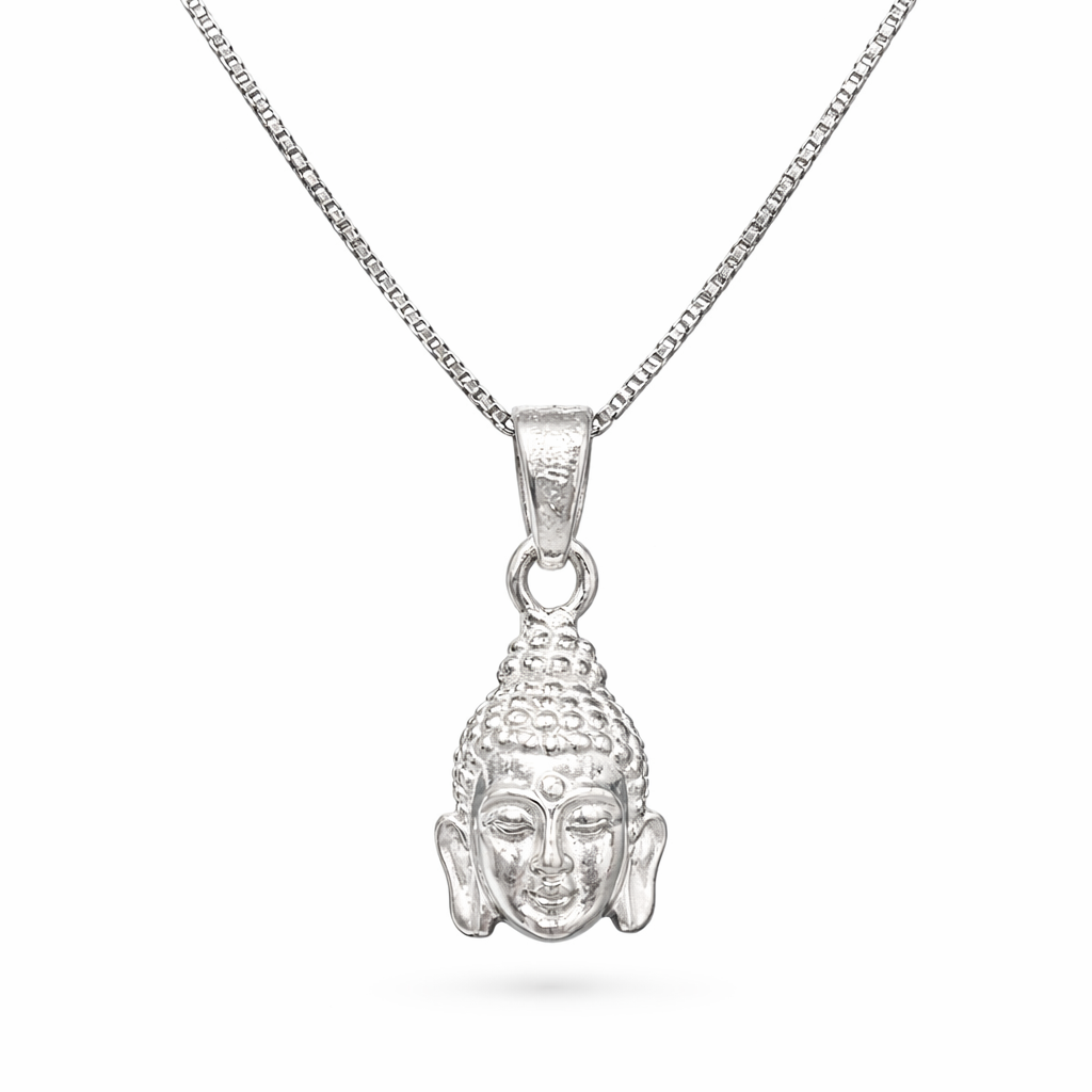 Zaviraa 925 Sterling Silver Serene Lord Buddha Pendant with Adjustable Box Chain
