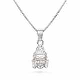 Zaviraa 925 Sterling Silver Serene Lord Buddha Pendant with Adjustable Box Chain