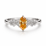 Zaviraa 925 Sterling Silver Champagne Moissanite Marquise Engagement Ring for Women – Twig Design Proposal Ring | Luxury Bridal Statement