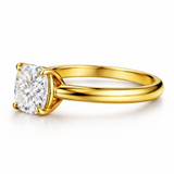Zaviraa 2.50 CT Cushion Cut Moissanite Engagement Ring for Women – 925 Sterling Silver Yellow Gold Finish Vintage Georgian Style Thick Band Proposal Ring