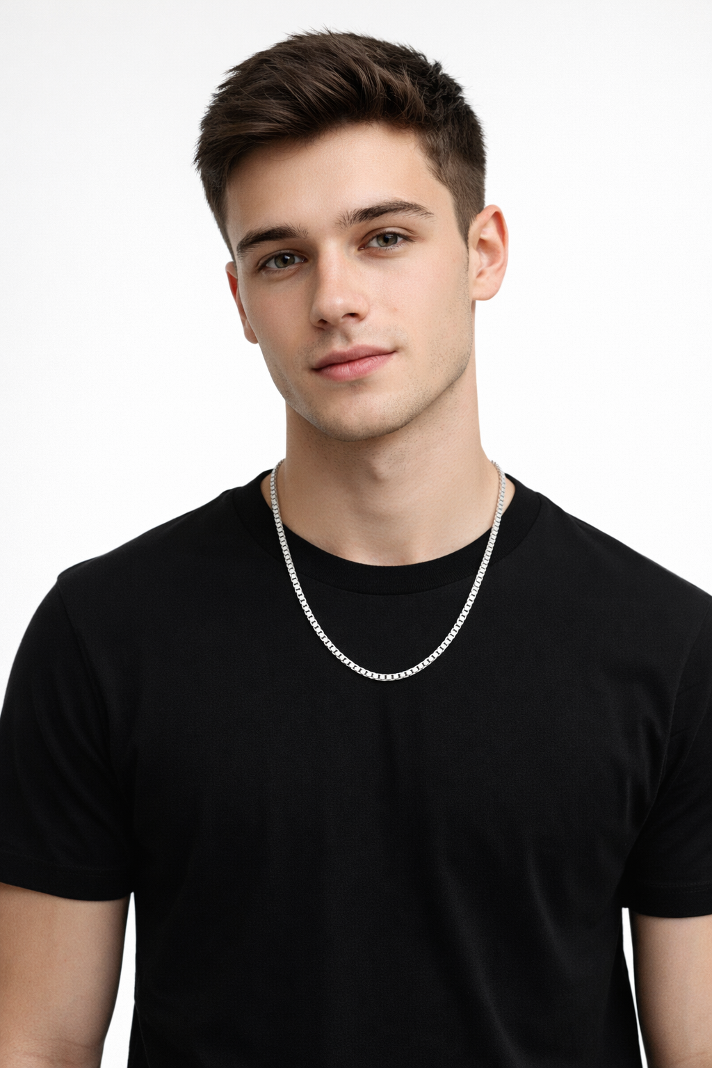 Men’s 925 Sterling Silver Box Chain | Classic Solid Silver Chain for Men