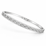 Geometric Lattice American Diamond Women Kada in 925 Silver | Elegant Openable Bracelet