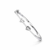 Sterling Silver Double Heart CZ Designer Bracelet Kada for Women
