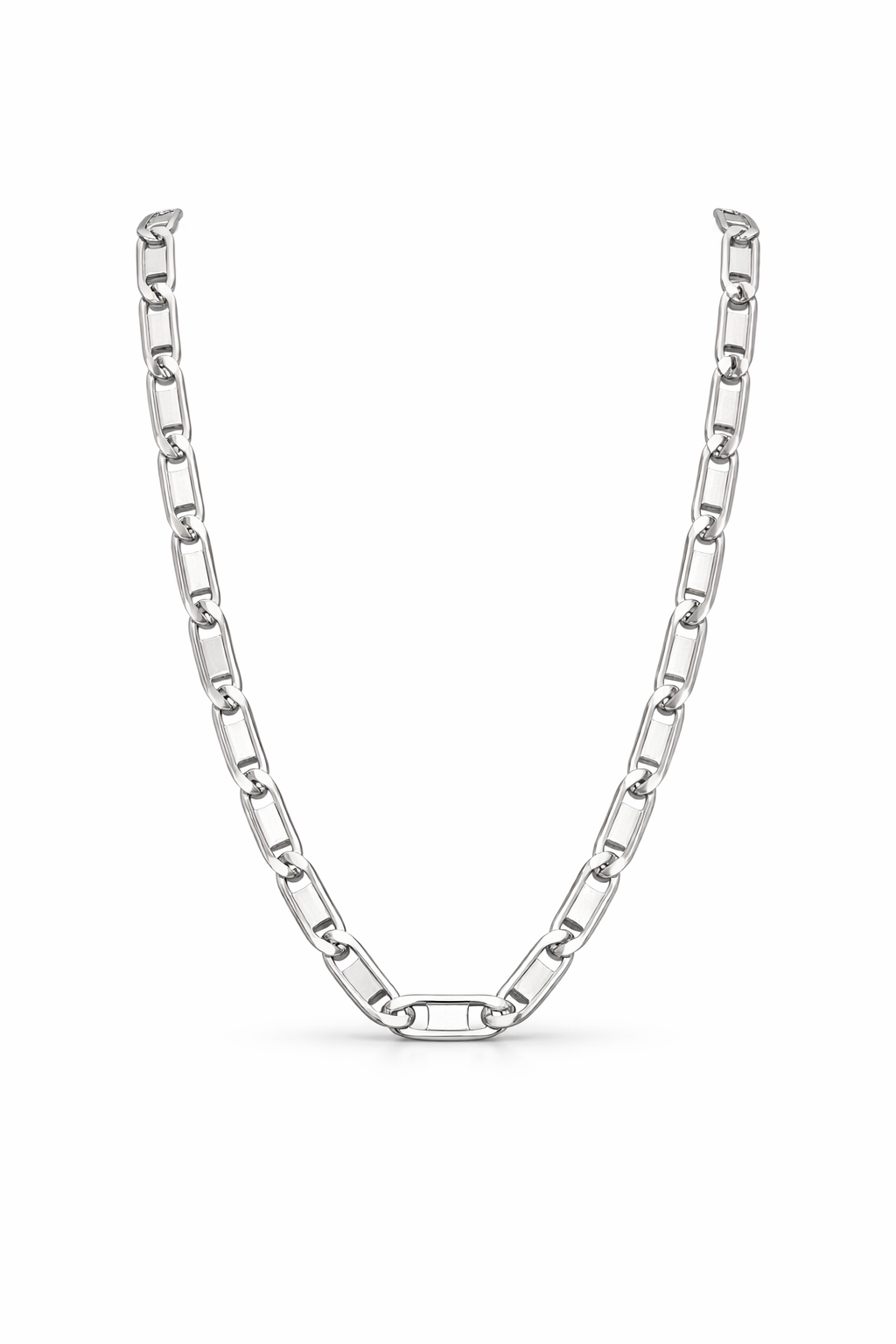 Men’s 925 Sterling Silver Long Rectangular Link Chain - 925 Silver