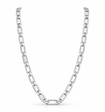 Men’s 925 Sterling Silver Long Rectangular Link Chain | Minimal Silver Chain