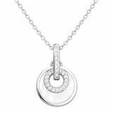 925 Sterling Silver Double Circle Pendant Necklace with Chain for Women