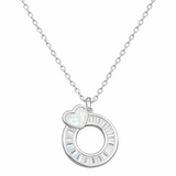 925 Sterling Silver Heart Circle Pendant Necklace with Chain for Women