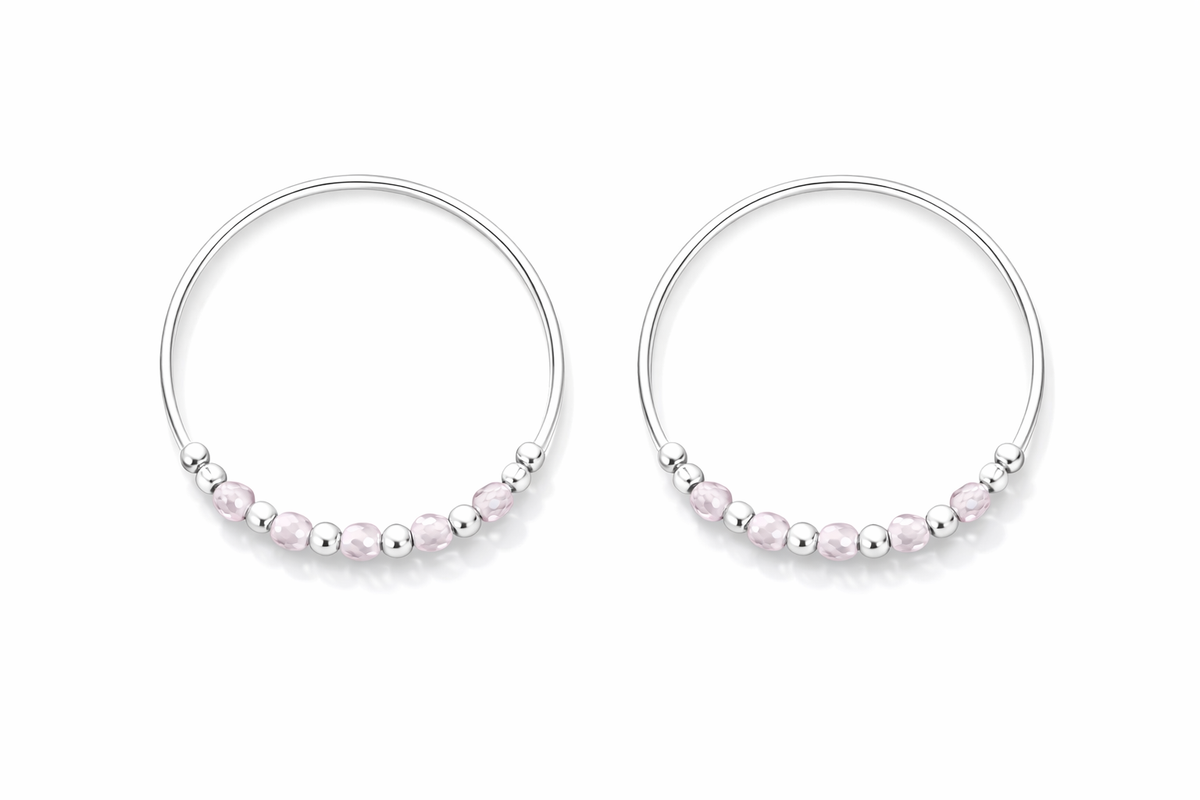 925 Sterling Silver Kids Kada Bangles with Lavender Beads – Pair