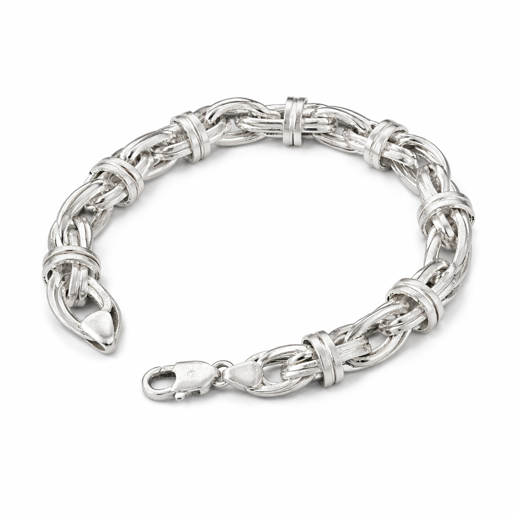 925 Sterling Silver Multi Interlocking Link Men’s Bracelet