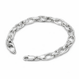 925 Sterling Silver Braided Hollow Oval Link Bracelet for Men