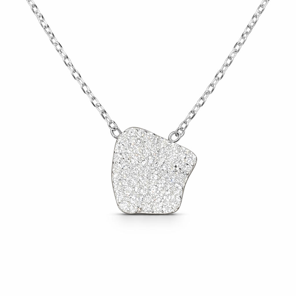 925 Sterling Silver Minimal Square Pendant Necklace with Chain for Women