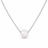 Zaviraa 925 Sterling Silver Single Pearl Pendant Necklace for Women | Minimal Design