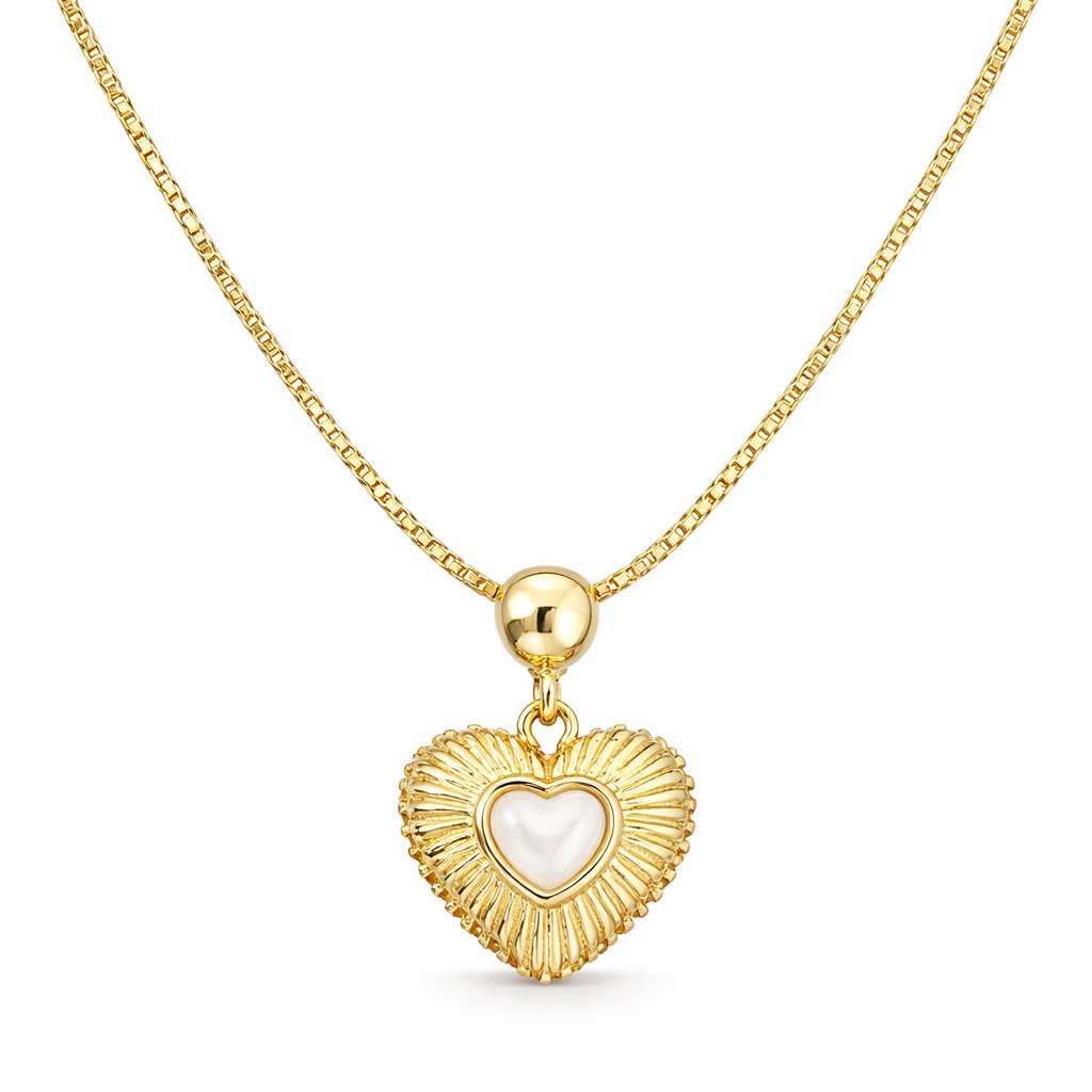 Rose Gold Plated Heart Pendant Necklace with Pearl Center